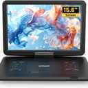 17.5" Portable DVD Player with 15.6" HD Swivel Screen for Kids & Elderly, Region Free CD/DVD Multimedia Player for Car Travel Home Theater, 6 Hrs Battery, Dual Speakers, Support USB/SD/TV Sync, Black