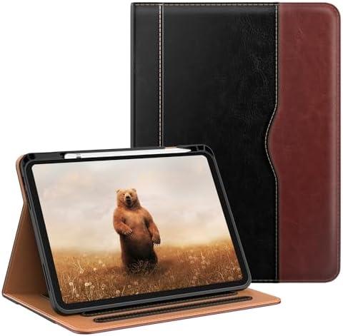 OKP Case for iPad A16 11th Generation 2025 / 10th Gen Case 2022, for 11 Inch / 10.9 Inch iPad Multi-Angle Viewing PU Leather Stand Cover with Pencil Holder & Pocket, Auto Sleep/Wake, Black Brown