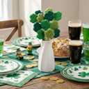 12 Pcs St Patricks Day Picks Felt Clover Picks Shamrock Flower Felt Stick Use as Gift Artificial Bouquet Centerpiece Vase Filler Cake Topper DIY Crafting St. Patrick's Day Decor (Green)