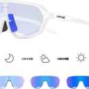 KAPVOE Photochromic Cycling Glasses for Men Women Mountain Bike Sunglasses Sports Goggles UV Protection K63 (Blue White)