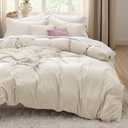 Bedsure Oat Milk Duvet Cover Queen Size - 1Piece Prewashed Cotton-Like Extra Soft Bedding Set, Includes 1 Duvet Cover 90x90 Inches with Zipper Closure.