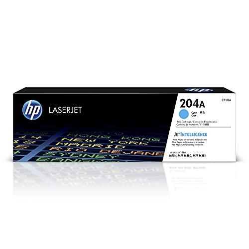 HP 204A Cyan Toner Cartridge | Works Color LaserJet Pro M154 Series, Color LaserJet Pro MFP M180, M181 Series | CF511A