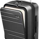 LUGGEX Carry On Luggage 22x14x9 Airline Approved, FLO5 Expandable Polycarbonate Suitcase with Front Pocket (FX-Core, Black, 20 Inch)