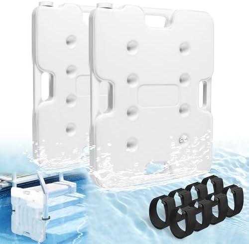 2PCS 27" x 15" Extra Large Swimming Pool Ladder Weights, HDPE Swimming Pool Step Weights Holds 90lbs, Pool Weights for Ladders for Easy Step System, Pool Ladder Weights for Above Ground Pool