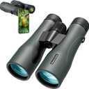 15x52 HD Binoculars for Adults High Powered with Upgraded Phone Adapter - Large & Bright View, Lightweight, IPX7 Waterproof - Binoculars for Hunting Bird Watching Travel (Green)