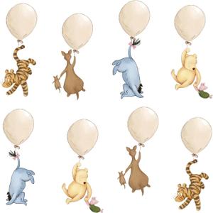 12PCS Vintage Winnie Baby Shower Hanging Decoration Double-Side Pooh Cutouts For Balloons Decor Table Centerpiece Newborn Birthday Supplies