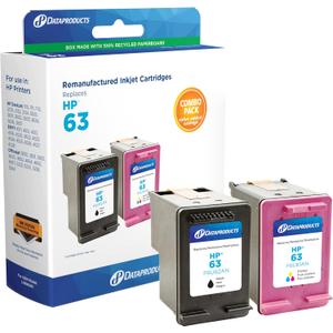 Dataproducts Remanufactured High Yield Black, Tri-Color Ink Cartridges Replacement for HP 63 (L0R46AN) 2-Pack