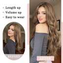 Clip In Hair Extensions One Piece 24 Inch Long Curly Synthetic Wavy Hair Extensions Clips Ins Natural Fluffy Clip On Extension Hair Pieces Hair Extension Clips for Women Brown Mix Blonde