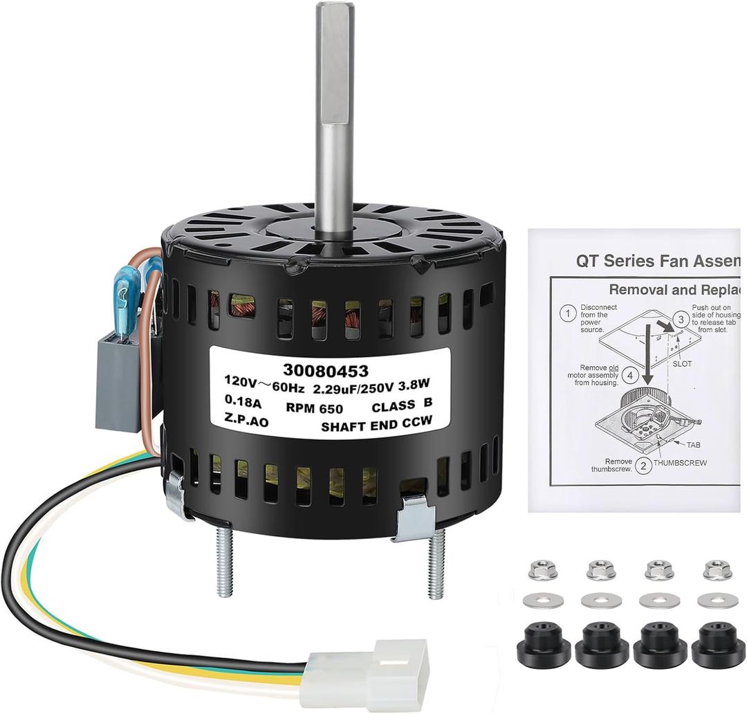 S97016621 Bathroom Exhaust Fan Motor Replacement, Fits QTR070, QTR070L, QTN80L, QTR080, QTR080L, QTR080F, QTRN080F, QTRN080, QTRN080L, Quiet Operation & Powerful Airflow, OEM # S99080568