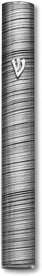 My Daily Styles Black Aluminum Silver-Tone Grey Stripes Classic Mezuzah Case, 5"