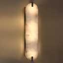 24.7" Natural Oval Alabaster Marble Modern Concise 2 Light Wall Sconce Fixture,Oil Rubbed Bronze Finish for Bathroom Bedroom Hallway Bedside Staircase Vanity Mirror