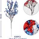 Uieke 6Pcs 4th of July Artificial Flowers Fake Patriotic Babys Breath Flowers for Independence Day Decor Blue White Red Silk Flowers for Memorial Day Floral Arrangement Home