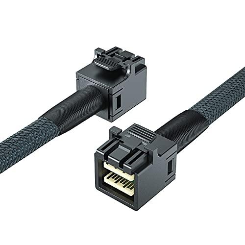 10Gtek SFF-8643 to SFF-8643 12G Internal Mini SAS HD Cable, with Sideband, for NVMe Backplane/RAID Controller, 100-Ohm, Straight to Straight, 0.3-m(0.9ft)