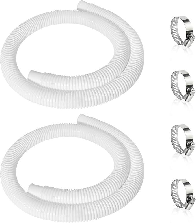 2 Pcs 1.25" Pool Hose, 59" Long Accessory Pool Pump Replacement Hoses, Compatible with All Above Ground Pool Filter Pumps that Use 1 1/4 Diameter Hoses