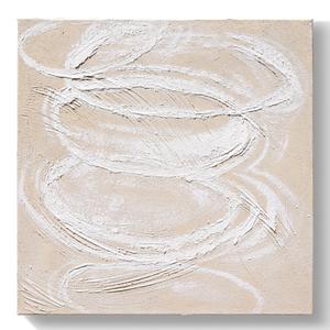 GeekMacro 24x24 Inch Square Hand-Painted Oil Painting Textured Wall Art - Nature Swirls White Cream Modern Canvas Artwork for Living Room Bedroom Office Decor