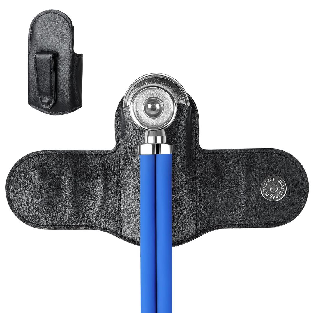 Stethoscope Holder, Premium Full-Grain Nappa Leather, Strong Magnetic Clip for Secure & Easy Access, Nurse & Doctor Essential