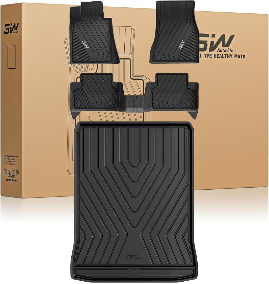 3W Floor Mats & Cargo Liner Fit for BMW 5 Series G30 2017-2023 All Weather TPE Floor Liner Custom Fit for BMW G30 5 Series 520i 530i 535i 540i 540d 550i Full Set Car Accessories (Not for GT & 530e)