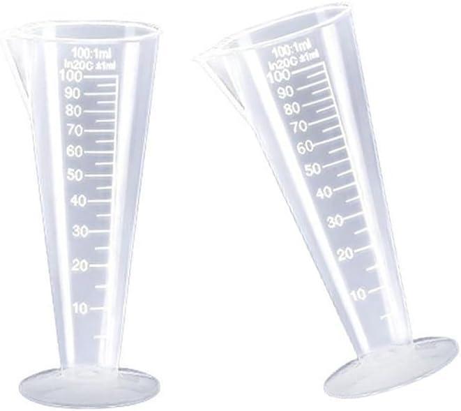 ML Graduated Measuring Cup, 100mL Round Base Cone Shape Graduated Beaker
Clearly Visible Scale, Precise Milliliter-Level Graduations, Plastic Material, Stable Base, Perfect for Kitchen Lab, 2Pcs