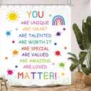 Positive Quotes Kids Shower Curtain 60Wx72L Inch Inspirational Motivational Child Nursery Colorful Bathroom Set Accessories Decor with 12 Pack Hooks