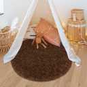 Brown Round Area Rugs 3 Ft Small Fluffy Rug for Bedroom Shaggy Circle Rug, Soft Furry Carpet for Teen's Room Aesthetic Dcor Circular Rug for Baby Nursery Dorm Living Room Playroom Home Decor