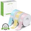 NELKO Genuine P21 Label Maker Tape, Adapted Label Print Paper, 14x40mm (0.55"x1.57"), Standard Laminated Office Labeling Tape Replacement, Multipurpose of P21, 180 Tapes/Roll, 3-Roll, Blue/Yellow/Pink