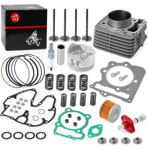Cylinder Top End Kit + Intake and Exhaust Valve Kit + CNC Tensioner For HONDA TRX400EX TRX400X XR400 1996-2014