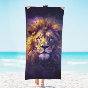 Lion Canvas Prints Sand Free Microfiber Beach Towel Lightweight Oversized Quick Dry for Kids & Adults for Swimming, Pool, Camping, Yoga, Traveling Essentials Accessories Vacation Stuff 31"x 61"