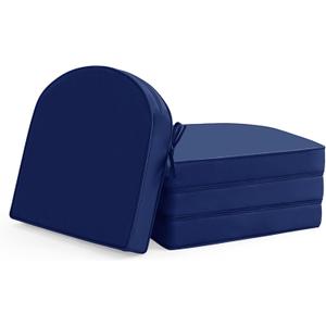 Summsun Outdoor Chair Cushions Set of 4: Waterproof Patio Furniture Cushions - 17 x 16 Inch Non Slip Round Corner Seat Cushion Pads with Removable Cover for Garden Yard Lawn, Navy Blue