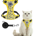BEAUTYZOO Cat Harness, Escape Proof Cat Leash and Harness Set for Walking, Soft Breathable Vest Harness with Safety Neck Adjustable, Reflective Easy-Control Kitten Harness for Cats (Bee Design) Size: M (Chest: 12 - 19")