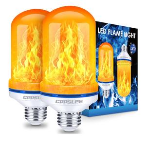 CPPSLEE Upgraded LED Flame Light Bulbs, 4 Modes Flickering Light Bulbs, E26 Base Fire Flame Bulb for Christmas Decorations Outdoor, Halloween Lights Patio Indoor Home Decor (Yellow, 2 Pack)