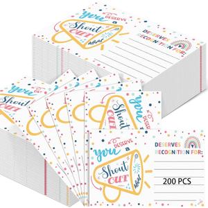 200 Count Positive Shout out Cards for Staff Teachers Students Employees Office Appreciation Recognition Reward Cards for Back to School or Work Bulletin Board(Cheerful)