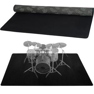 Drum Rug, 4 Ft x 6 Ft Drum Mat Carpet Music Rug with Non-Slip Bottom, Soundproof Electrical Pads for Drummers, Black