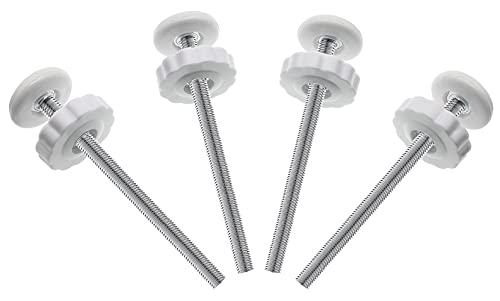 4Pcs Universal Baby Gate Threaded Spindle Rod, M8 (8mm) Replacement Bolt Part for Pet Pressure Mounted Safety Gates, Extra Long Baby Tension Gate Extender (White)