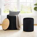 DUMOS Round Ottomans with Storage Set of 2, Vanity Stool, Foot Stool, 14.57''D × 14.57''W ×18.11''H