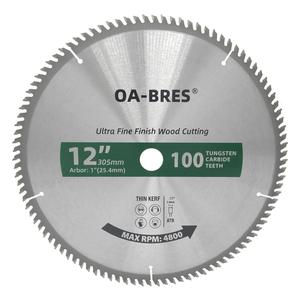 12-Inch Miter/Table Saw Blades, 100-Tooth ATB TCT Ultra Fine Finish Wood Cutting Circular Saw Blade with 1-Inch Arbor