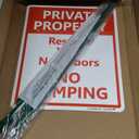 SmartSign 12 x 10 inch Private Property - Respect Your Neighbors, No Dumping Yard Sign with 3 foot Stake, 40 mil Laminated Rustproof Aluminum, Red and White, Set of 1, Made in USA