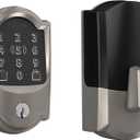 Schlage BE499WB CAM 619 Encode Plus WiFi Deadbolt Smart Lock, Keyless Entry Touchscreen Door Lock with Camelot Trim, Satin Nickel