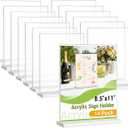 Dynta Acrylic Sign Holder 8.5x11 8pck Clear Table Display Stands Double Sided Table Sign Holders, Menu Holder for Wedding, Party, Office, Store, Home Use (Gold Frame)