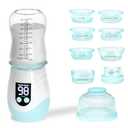 Portable Bottle Warmer for Travel, Cordless Baby Bottle Warmer, Rechargeable Bottle Warmer with 8 Adapters, 1 Milk Powder Container, Compatible with Most Bottle, Fast Heating, Blue