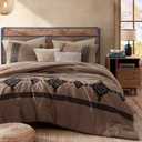 MaiRve Oversized Queen Comforter Set Brown, Embroidery Western Bedding Set Boho 7 Pieces, Farmhouse All-Season Bed in A Bag with Sheets, Pillowcases & Shams
