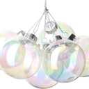 12Pcs 3.15inch Transparent Iridescent Shatterproof Plastic Ball Ornaments, Suitable for DIY Crafts Gift, Elegant Homes or Festival Displays,Weddings Birthday Party and Christmas Decorations