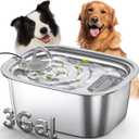 3Gal/11L Dog Water Fountain, Stainless Steel Large Automatic Pet Water Dispenser, Ultra-Quiet Leak-Proof Drinking Bowl for Big Dogs & Multiple Pets