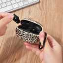 AIRSPO Case for Beats Studio Buds/Beats Studio Buds Plus Case Cover 2021/2023 Silicone Floral Printed Protective Beats Studio Buds Earbuds Headphones Case Cover Skin with Keychain (Khaki/Leopard)