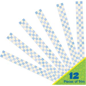 Eureka 845692 S'Cool Era Checkered Sky Decorative Classroom and Bulletin Board Trim for Teachers, 2.25" Wide with 37 Feet Total, 12 Strips