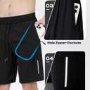 JWJ Mens Athletic Gym Workout Shorts Lightweight Quick Dry Running Basketball Shorts with Zipper Pockets (L)