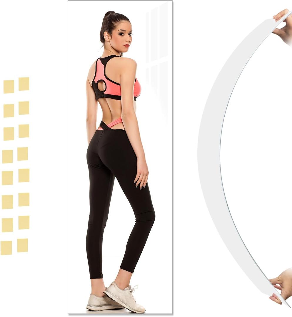 Full Length Mirror,47.25x15.75 Inch Acrylic Shatterproof Soft Mirrors, Non-Glass Wall-Mounted Fitness Mirror for Home, Lightweight Durable Modern Decor for Bedroom/Living Room/Cloakroom