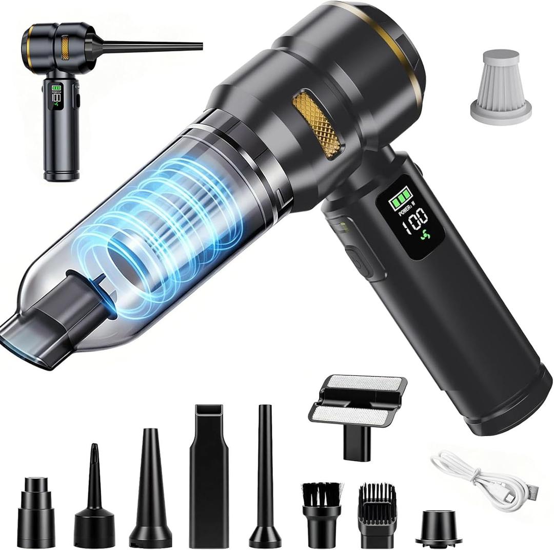 Handheld Vacuum Cordless, 17000PA High Power Car Vacuum Portable Cordless, Brushless Motor with Digital Display, Car Vacuum Cleaner for Office Desk Home Kitchen Car Pet Hair