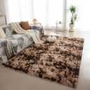 Fluffy Soft Tie-Dye Bedroom Rug, 6x9 Feet Tie-Dyed Large Shag Rugs for Living Room, Modern Shaggy Fuzzy High Pile Area Rug Home Decor (Tiedye Brown, 6'x9')