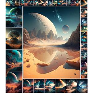 Decoupage Paper Pack (35 Sheets 6"x8") Outer Planets Scenic Landscapes FLONZ Vintage Pictures Reprint Cards for Decoupage, Craft and Scrapbooking (Six)