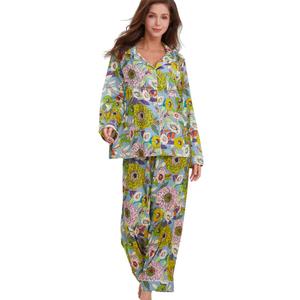 Womens Silk Satin Pajamas Set Button Down 2 Piece Pjs Long Sleeve Oversized Sleepwear with Pockets L